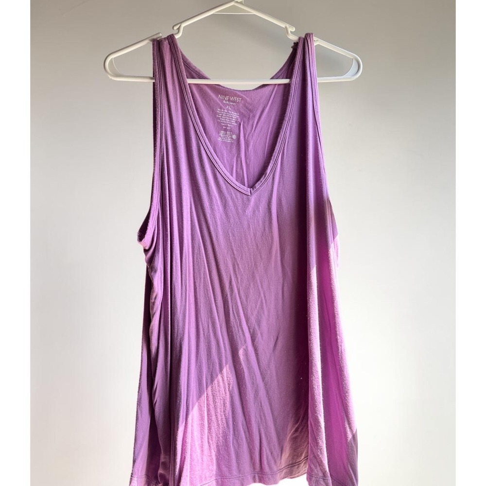 Nine West Soft Spun Purple V-Neck Tank Top Sleeveless Shirt Womens XL - Picture 2 of 3